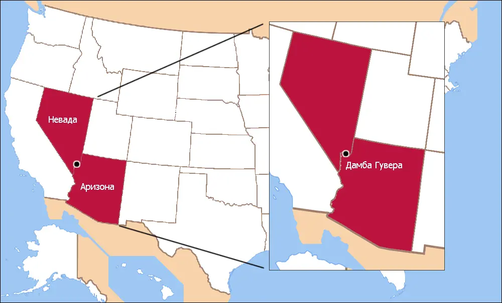 Дамба Гувера на карте США