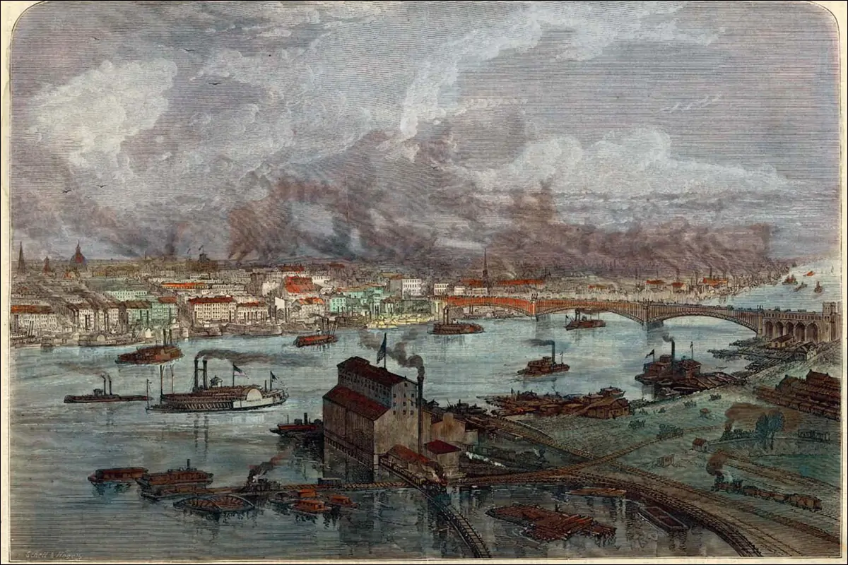 Набережная Сент-Луиса в 1876 году