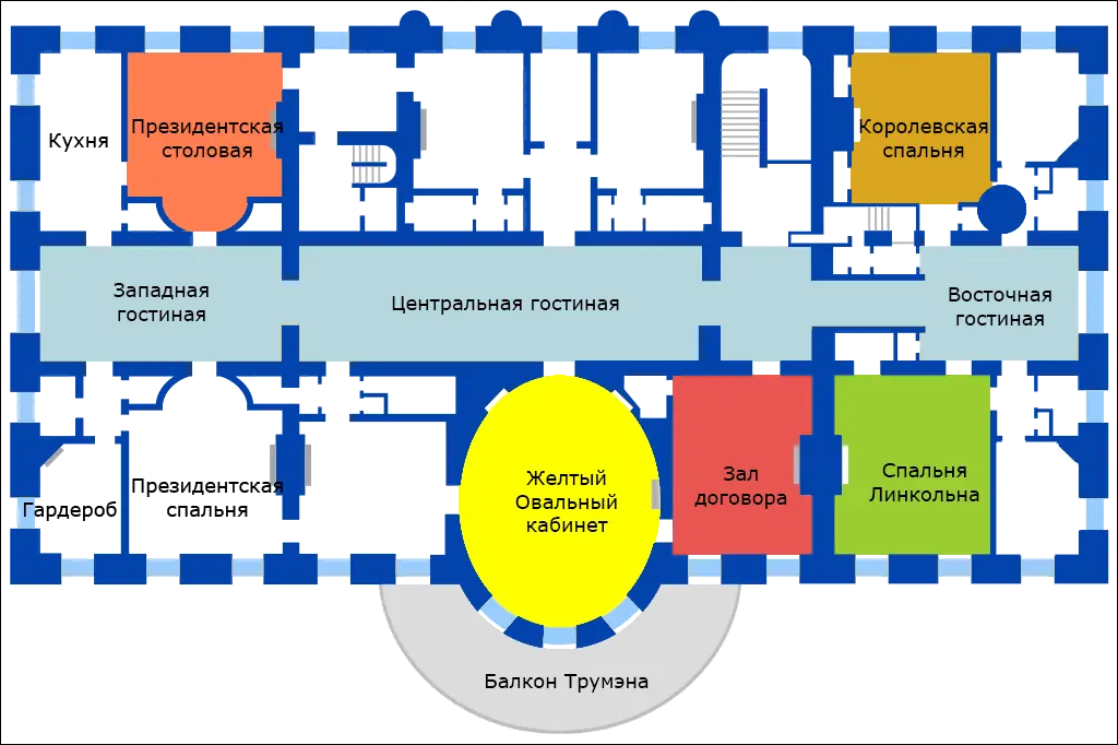 План третьего этажа Белого дома
