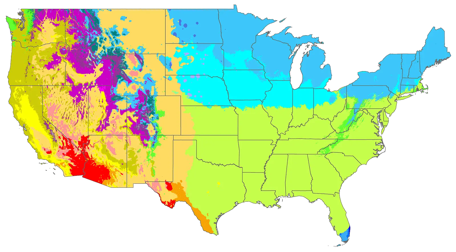 Карта климата США