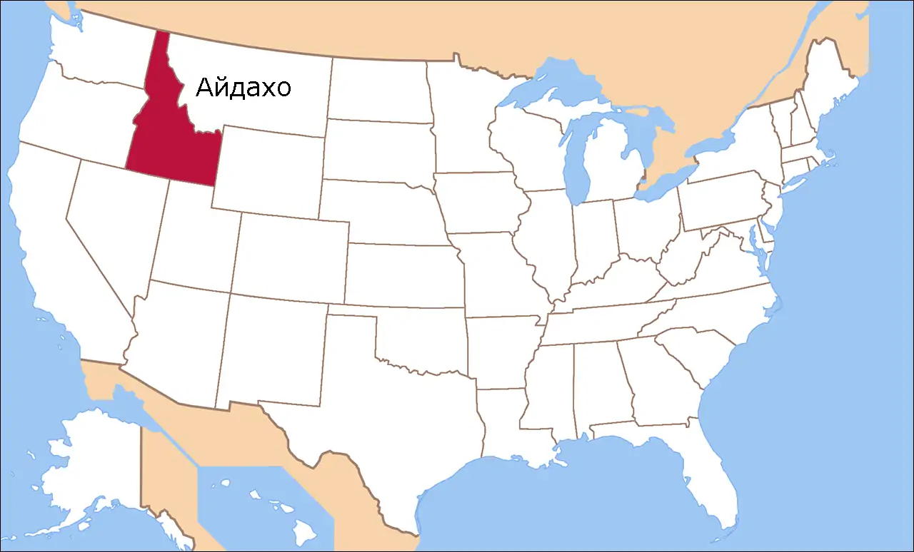 Штат Айдахо на карте США