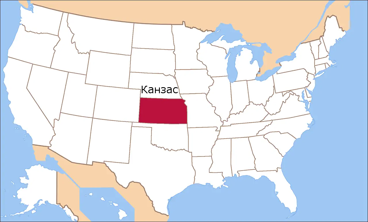 Штат Канзас на карте США