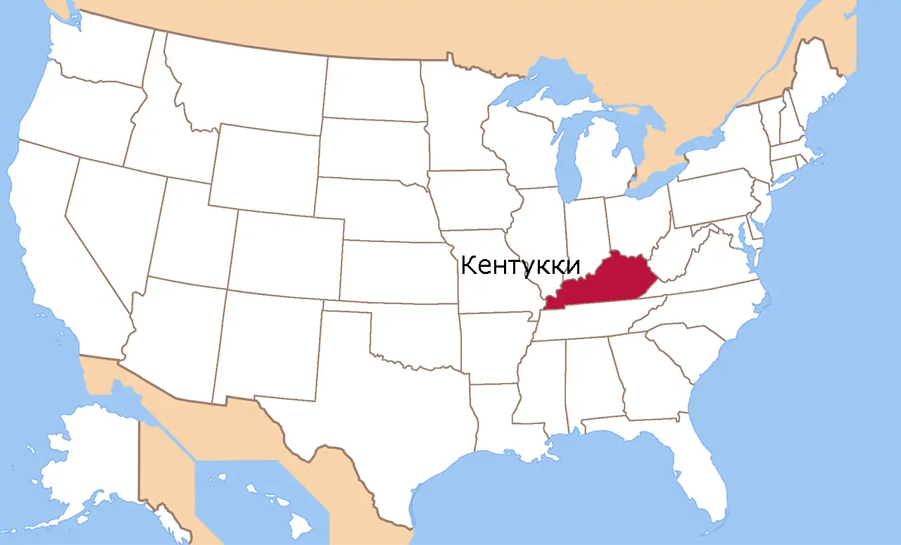 Штат Кентукки на карте США