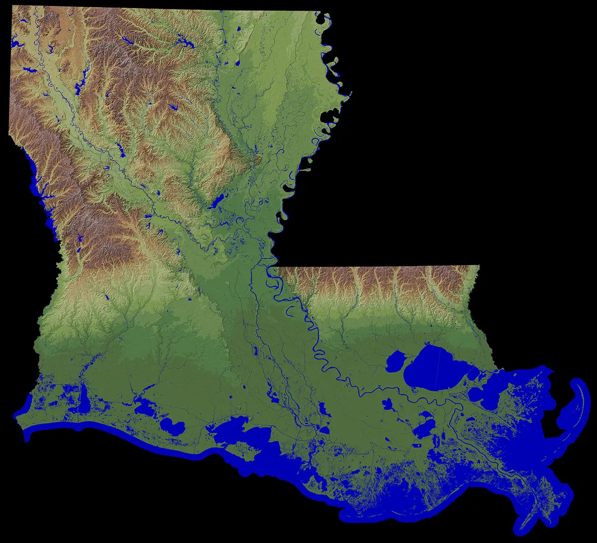 Рельеф штата Луизиана