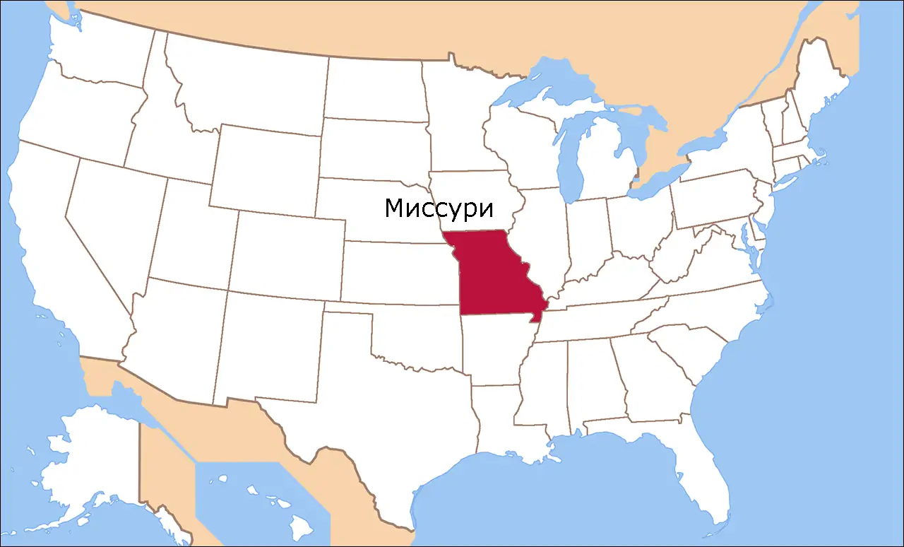 Штат Миссури на карте США