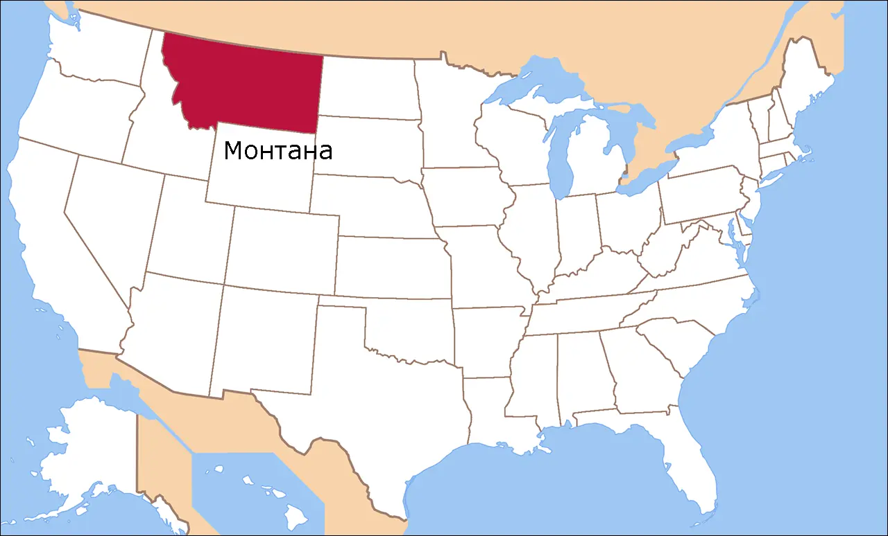 Штат Монтана на карте США